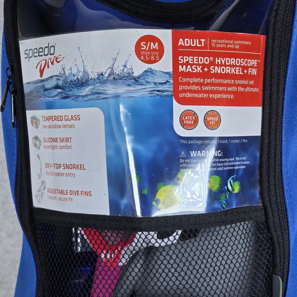 Speedo Dive Snorkel Set (Fins, Mask and Snorkel) Adult S/M Used excellent